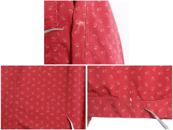 90s ローレン ラルフローレン コットン トラッカー ジャケット レディース XL オールド ヴィンテージ 1st ジージャン タイプ 花柄 総柄 赤