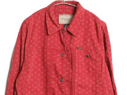 90s ローレン ラルフローレン コットン トラッカー ジャケット レディース XL オールド ヴィンテージ 1st ジージャン タイプ 花柄 総柄 赤