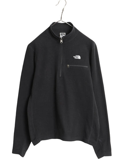 00s ノースフェイス フリース プルオーバー メンズ M / オールド アウトドア ロンT ハーフジップ 長袖 Tシャツ ハイネック 薄手 ブラック