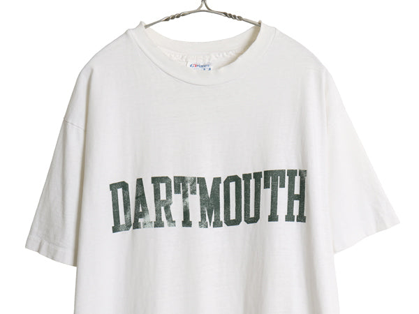 80s USA製 DARTMOUTH カレッジ プリント 半袖 Tシャツ メンズ XL 小さめ L 程 ヴィンテージ シングルステッチ ヘインズ 雰囲気系 ホワイト