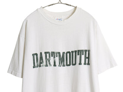 80s USA製 DARTMOUTH カレッジ プリント 半袖 Tシャツ メンズ XL 小さめ L 程 ヴィンテージ シングルステッチ ヘインズ 雰囲気系 ホワイト