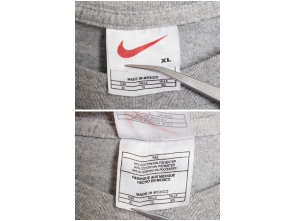 90s ナイキ ミシガン カレッジ プリント Tシャツ メンズ XL オールド スウッシュ ヘビーウェイト カットソー シンプル 大きいサイズ 灰 Y2K