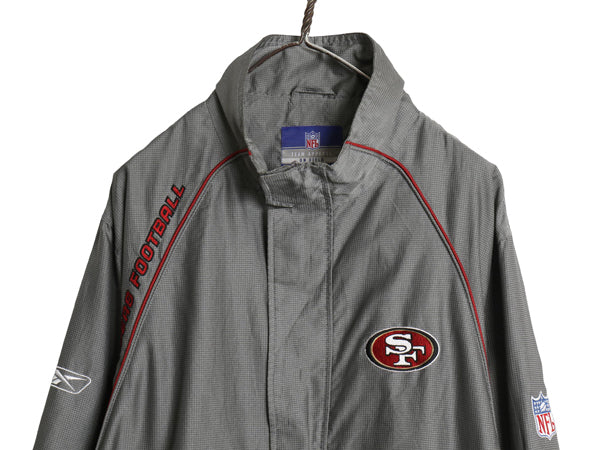 49ers ナイロン トラック ジャケット メンズ M / NFL オフィシャル リーボック フルジップ ウィンドブレーカー アメフト メッシュ ライナー