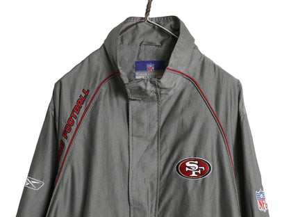 49ers ナイロン トラック ジャケット メンズ M / NFL オフィシャル リーボック フルジップ ウィンドブレーカー アメフト メッシュ ライナー