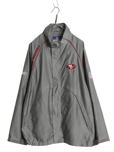 49ers ナイロン トラック ジャケット メンズ M / NFL オフィシャル リーボック フルジップ ウィンドブレーカー アメフト メッシュ ライナー