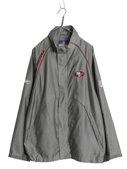 49ers ナイロン トラック ジャケット メンズ M / NFL オフィシャル リーボック フルジップ ウィンドブレーカー アメフト メッシュ ライナー