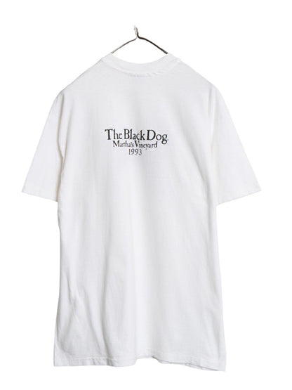 90s USA製 The Black Dog ドッグ イラスト プリント Tシャツ メンズ レディース L / オールド アニマル キャラクター シングルステッチ 白