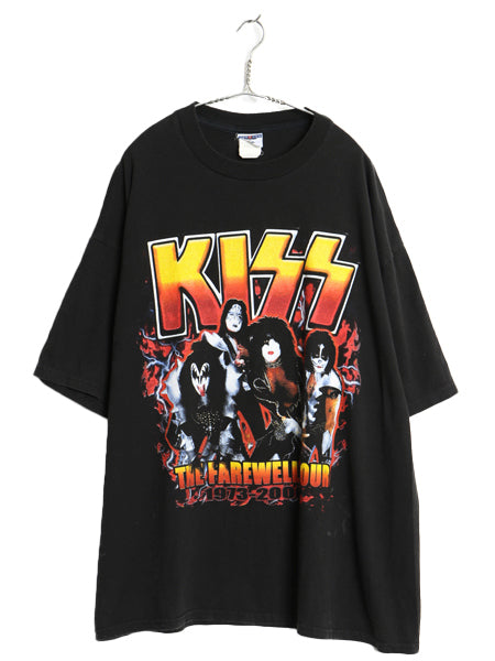 00s キッス 両面 ツアー プリント Tシャツ メンズ XL 古着 オールド 当時物 イラスト フォト グラフィック バンド ロック 大きいサイズ 黒
