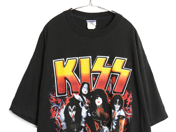 00s キッス 両面 ツアー プリント Tシャツ メンズ XL 古着 オールド 当時物 イラスト フォト グラフィック バンド ロック 大きいサイズ 黒