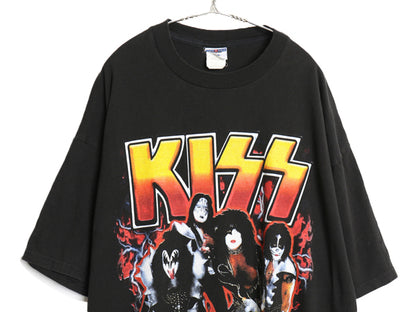 00s キッス 両面 ツアー プリント Tシャツ メンズ XL 古着 オールド 当時物 イラスト フォト グラフィック バンド ロック 大きいサイズ 黒