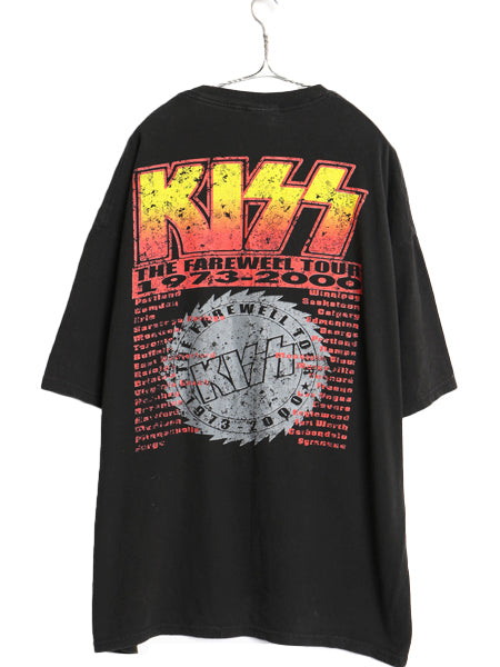 00s キッス 両面 ツアー プリント Tシャツ メンズ XL 古着 オールド 当時物 イラスト フォト グラフィック バンド ロック 大きいサイズ 黒