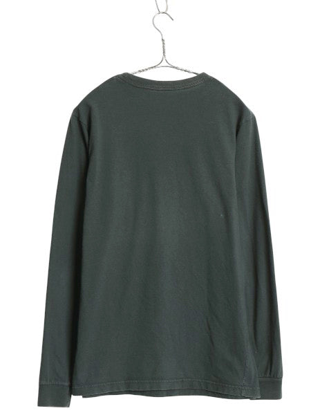 パタゴニア プリント 長袖 Tシャツ メンズ S 古着 17年製 アウトドア ロンT ロングスリーブ P-6 グラフィック ステッカー ロゴT グリーン