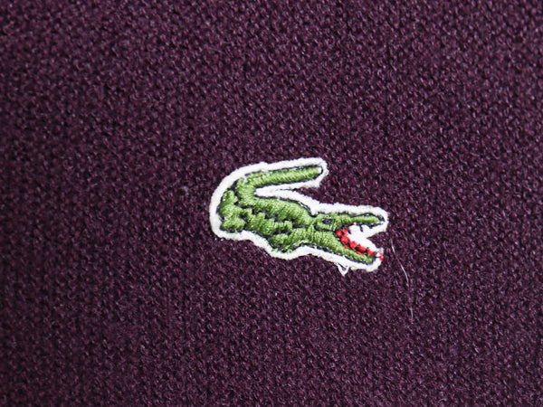 70s USA製 ラコステ Vネック アクリル ニット セーター メンズ レディース M / 古着 ヴィンテージ ワンポイント ワニ 刺繍 無地 パープル