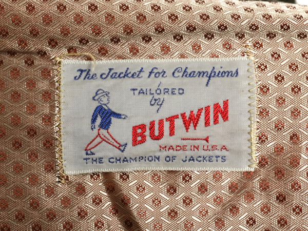 60s 70s USA製 ★ バトウィン 袖 本革 レザー ウール スタジャン メンズ L ヴィンテージ アワード ジャケット ブルゾン モノトーン 無地 黒