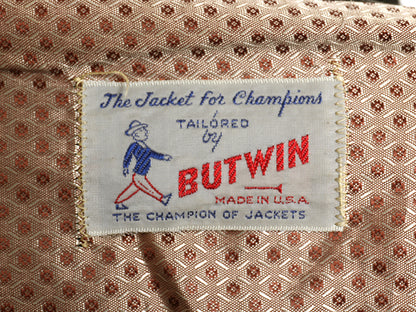 60s 70s USA製 ★ バトウィン 袖 本革 レザー ウール スタジャン メンズ L ヴィンテージ アワード ジャケット ブルゾン モノトーン 無地 黒