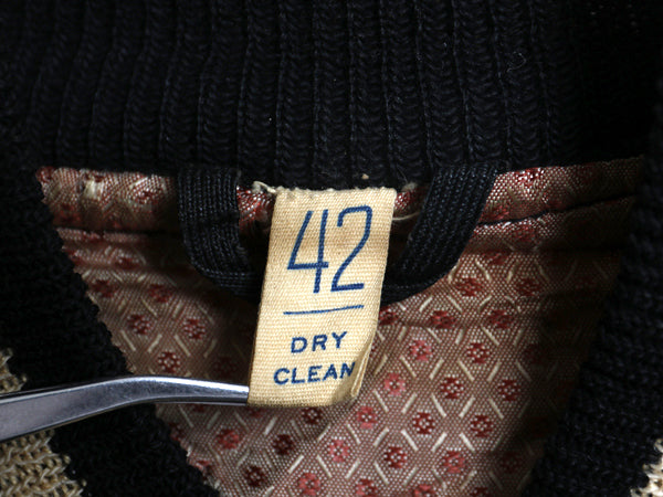 60s 70s USA製 ★ バトウィン 袖 本革 レザー ウール スタジャン メンズ L ヴィンテージ アワード ジャケット ブルゾン モノトーン 無地 黒