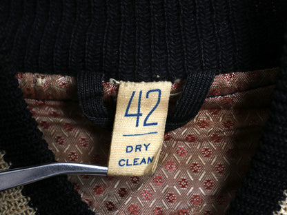 60s 70s USA製 ★ バトウィン 袖 本革 レザー ウール スタジャン メンズ L ヴィンテージ アワード ジャケット ブルゾン モノトーン 無地 黒