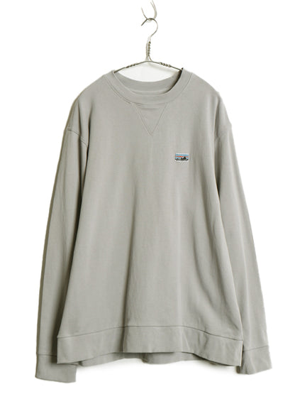 パタゴニア 前V クルーネック スウェット メンズ L 25年製 白タグ アウトドア トレーナー 長袖 Tシャツ ロンT 裏起毛なし 薄手 ゆったり 灰