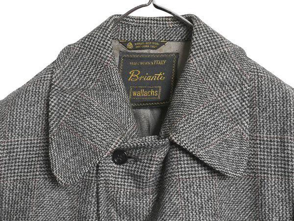 70s USA製 Brianti Wallachs チェスター ロング コート メンズ L 程 ヴィンテージ ツイード ウール グレン チェック フィールド トラッド 