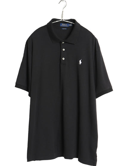 ポロ ラルフローレン 半袖 ポロシャツ メンズ XL 半袖シャツ スムース コットン ストレッチ カットソー ボックス きれいめ 大きいサイズ 黒