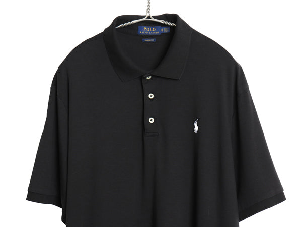 ポロ ラルフローレン 半袖 ポロシャツ メンズ XL 半袖シャツ スムース コットン ストレッチ カットソー ボックス きれいめ 大きいサイズ 黒