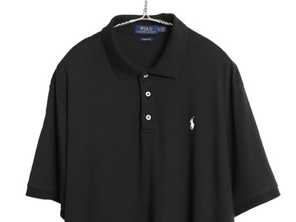 ポロ ラルフローレン 半袖 ポロシャツ メンズ XL 半袖シャツ スムース コットン ストレッチ カットソー ボックス きれいめ 大きいサイズ 黒