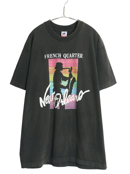 90s USA製 ジャズ アート イラスト プリント Tシャツ メンズ XL / オールド 音物 グラフィック ヘビーウェイト コットン 大きいサイズ 黒