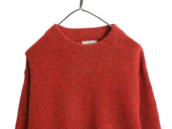 80s USA製 エルエルビーン ニット セーター メンズ L / 古着 ヴィンテージ アウトドア ウール 長袖ニット クルーネック 無地 ミドルゲージ