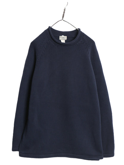 エルエルビーン ロールネック コットン ニット セーター メンズ L / 古着 オールド ミドルゲージ リブ編み ハイネック カットソー シンプル