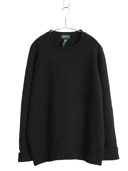 90s ローレン ラルフローレン ロールネック ニット セーター レディース 2XL オールド メリノ ウール カシミヤ ハイネック 大きいサイズ 黒