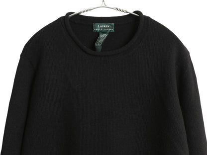 90s ローレン ラルフローレン ロールネック ニット セーター レディース 2XL オールド メリノ ウール カシミヤ ハイネック 大きいサイズ 黒