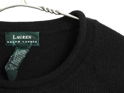 90s ローレン ラルフローレン ロールネック ニット セーター レディース 2XL オールド メリノ ウール カシミヤ ハイネック 大きいサイズ 黒