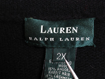90s ローレン ラルフローレン ロールネック ニット セーター レディース 2XL オールド メリノ ウール カシミヤ ハイネック 大きいサイズ 黒
