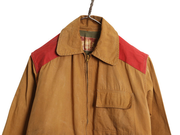 50s ★ IDEAL ハンティング ジャケット メンズ M 程/ ヴィンテージ ブラウン ダック アウトドア キャンバス ライナー付き 防水 ツートン 