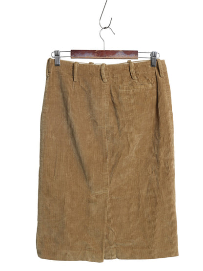 ラルフローレン 太畝 コーデュロイ タイト スカート レディース S ポロ コットン ノータック ひざ丈 無地 きれいめ シンプル カジュアル 茶