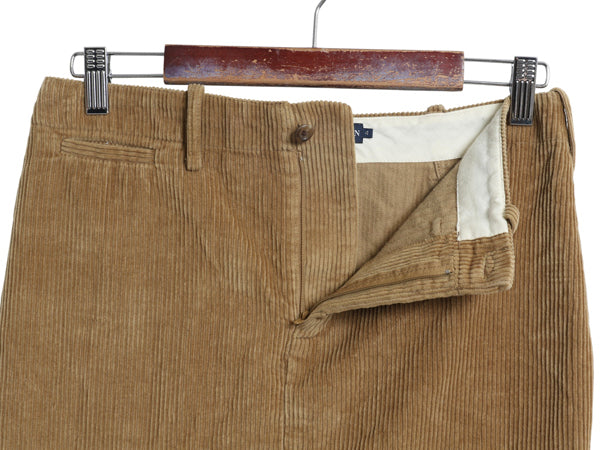 ラルフローレン 太畝 コーデュロイ タイト スカート レディース S ポロ コットン ノータック ひざ丈 無地 きれいめ シンプル カジュアル 茶