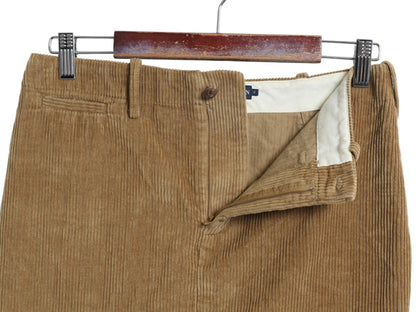 ラルフローレン 太畝 コーデュロイ タイト スカート レディース S ポロ コットン ノータック ひざ丈 無地 きれいめ シンプル カジュアル 茶