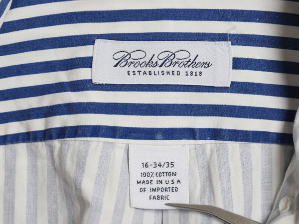 USA製 ブルックスブラザーズ ストライプ 長袖 ボタンダウン シャツ メンズ L / 長袖シャツ コットン カジュアル ワイシャツ ツートン 青 白