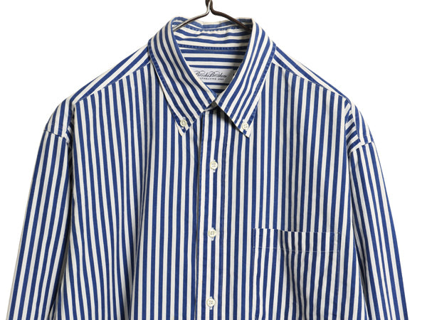 USA製 ブルックスブラザーズ ストライプ 長袖 ボタンダウン シャツ メンズ L / 長袖シャツ コットン カジュアル ワイシャツ ツートン 青 白