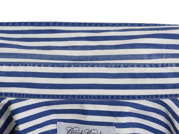 USA製 ブルックスブラザーズ ストライプ 長袖 ボタンダウン シャツ メンズ L / 長袖シャツ コットン カジュアル ワイシャツ ツートン 青 白