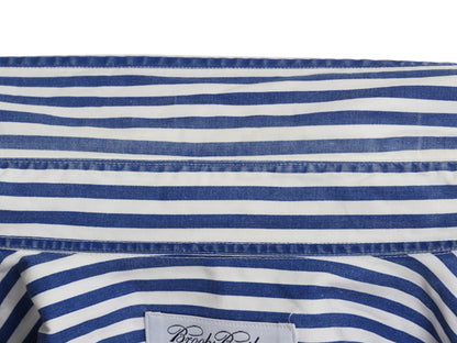 USA製 ブルックスブラザーズ ストライプ 長袖 ボタンダウン シャツ メンズ L / 長袖シャツ コットン カジュアル ワイシャツ ツートン 青 白