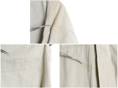 40s USA製 ★ SETLOW ツートン ショップコート メンズ XL ヴィンテージ ヘリンボーン コットン ベルト付き ワーク ロング 膝丈 ジャケット