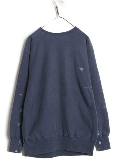90s ★ チャンピオン リバースウィーブ カレッジ プリント スウェット メンズ XL 程 雰囲気系 ペンキ オールド トレーナー 大きいサイズ 紺