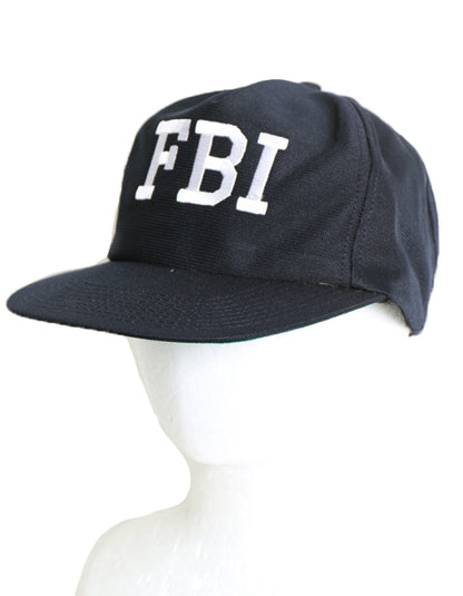 デッドストック 80s USA製 FBI 刺繍 ベースボール キャップ フリーサイズ / 未使用 ヴィンテージ トラッカー ハット シンプル 6パネル 濃紺