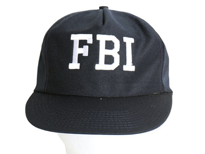 デッドストック 80s USA製 FBI 刺繍 ベースボール キャップ フリーサイズ / 未使用 ヴィンテージ トラッカー ハット シンプル 6パネル 濃紺