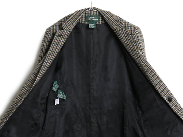 90s ローレン ラルフローレン ツイード テーラード ジャケット レディース L 程 古着 オールド ポロ ブレザー ウール チェック トラッド 灰