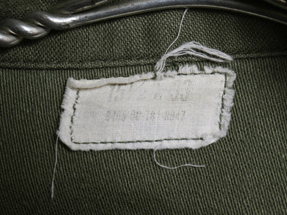70s 米軍実物 US NAVY コットン サテン ユーティリティ シャツ M 75年製 ヴィンテージ USN OG107 シャツ袖 3rd 4th 軍物 ミリタリー カーキ