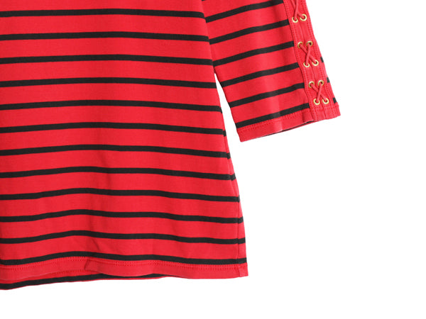 ローレン ラルフローレン ボートネック ボーダー 7分袖 Tシャツ レディース L / カットソー コットン ストレッチ ショルダー レースアップ