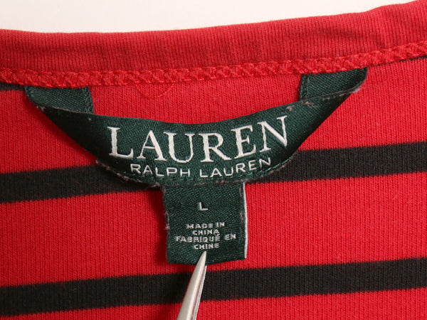 ローレン ラルフローレン ボートネック ボーダー 7分袖 Tシャツ レディース L / カットソー コットン ストレッチ ショルダー レースアップ