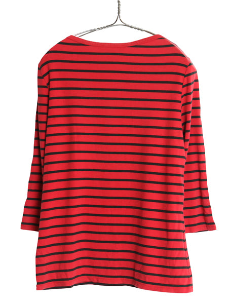 ローレン ラルフローレン ボートネック ボーダー 7分袖 Tシャツ レディース L / カットソー コットン ストレッチ ショルダー レースアップ